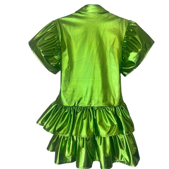 Madeleine Simon Dragonfire Green Metallic Party Dress ( Discontinued Color ) S/M - Picture 2 of 4